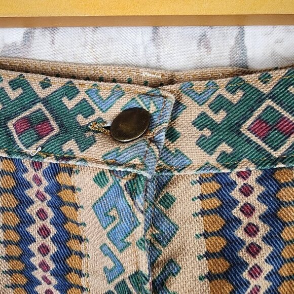 Vintage 80s High Waist Cotton Waliking Shorts Southwestern Pattern Size 12 - Picture 4 of 15